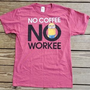 Despicable Me Minion "No Coffee No Workee" T-Shirt Stonewash Red Medium